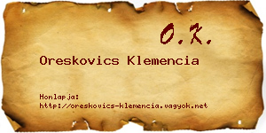 Oreskovics Klemencia névjegykártya